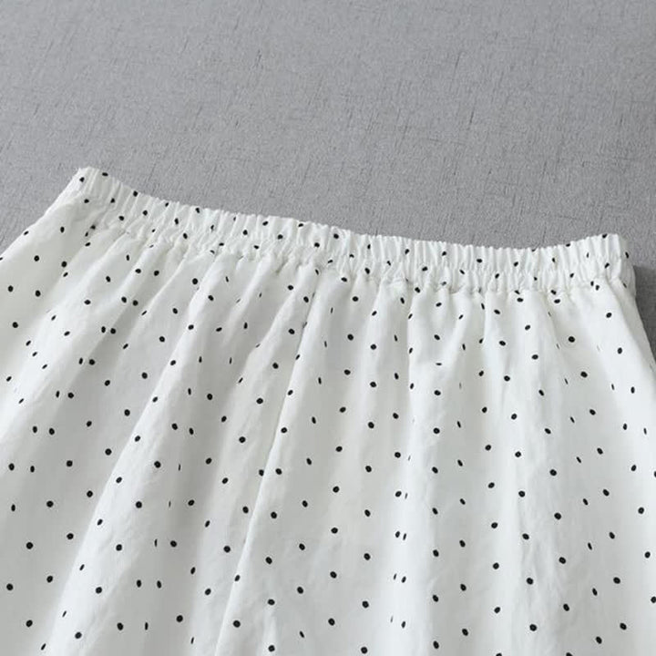 Buddha Stones Pantalon Capri à jambes larges pour femme, en coton patchwork de dentelle à pois, avec poches - image 6