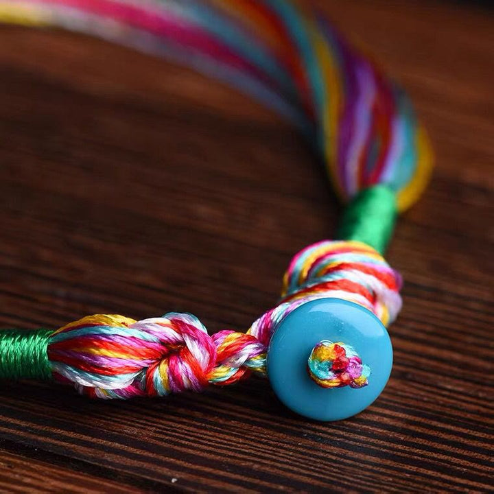 Bracelet tibétain fait main en Buddha Stones avec cinq fils colorés pour protection du festival des bateaux-dragons, pour adultes et enfants