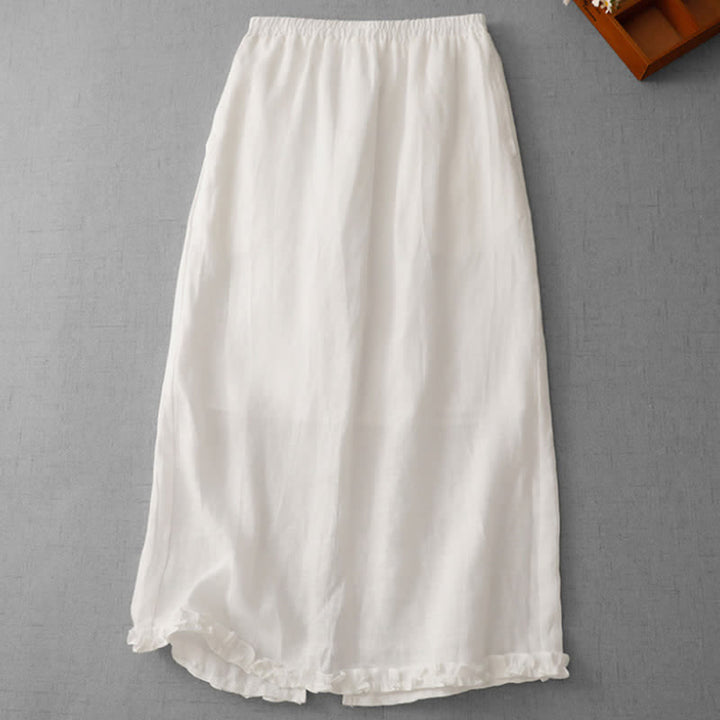 Buddha Stones Jupe Capri doublée pour femme, taille élastique, ourlet plissé et poches - Blanc - US8-10，UK/AU12-14，EU40-42 (2XL) - image 9