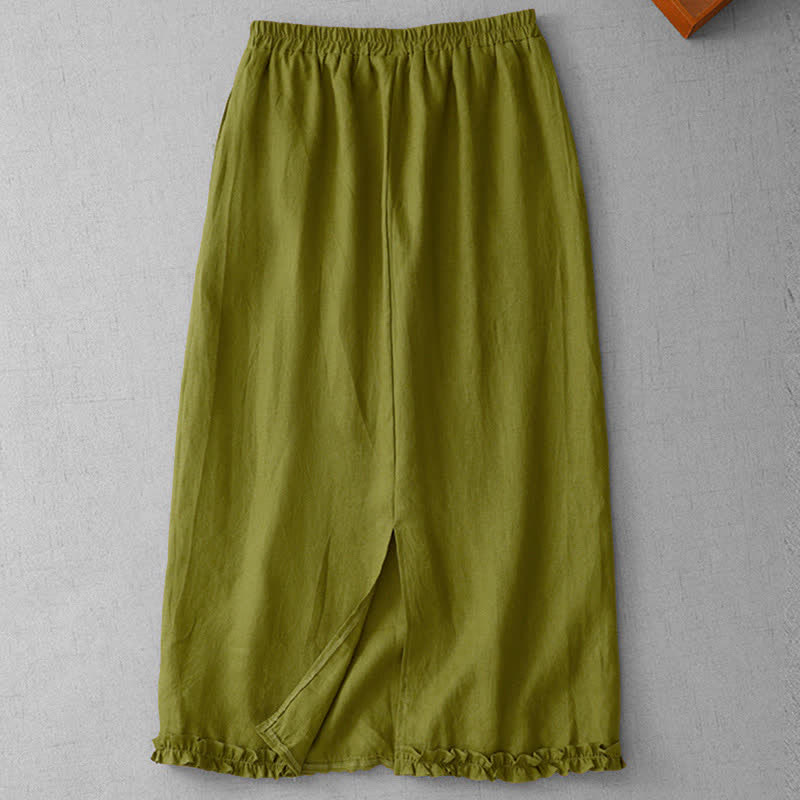 Buddha Stones Jupe Capri doublée pour femme, taille élastique, ourlet plissé et poches - image 1