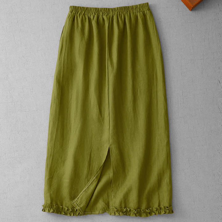 Buddha Stones Jupe Capri doublée pour femme, taille élastique, ourlet plissé et poches - image 1