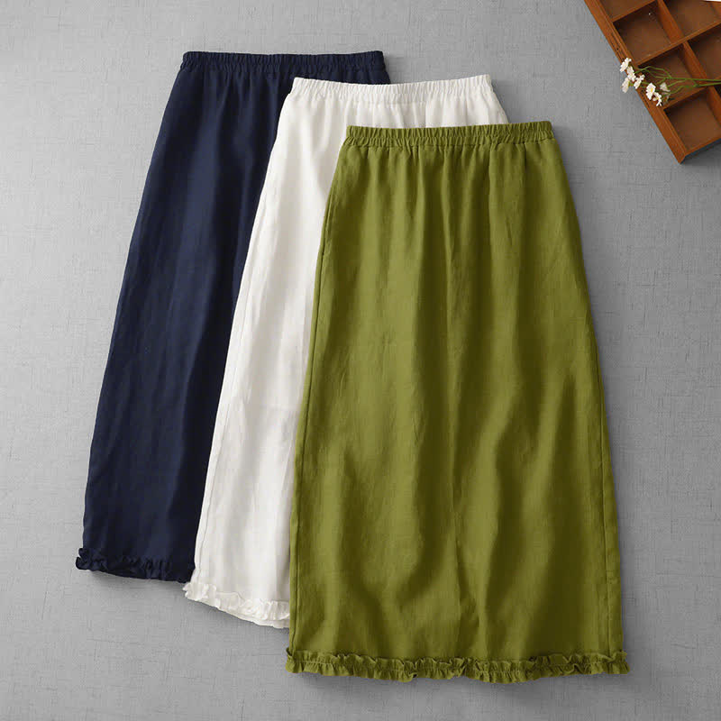 Buddha Stones Jupe Capri doublée pour femme, taille élastique, ourlet plissé et poches - image 19