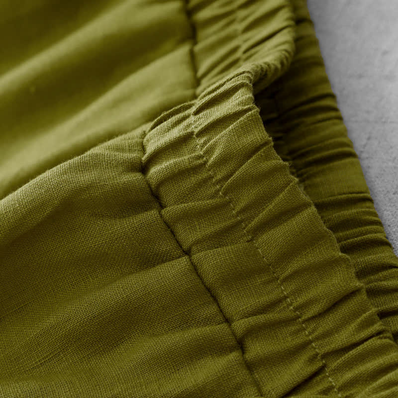 Buddha Stones Jupe Capri doublée pour femme, taille élastique, ourlet plissé et poches - image 3