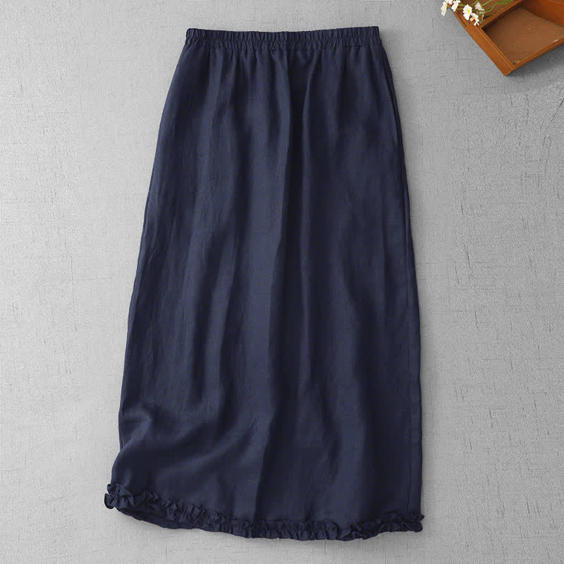 Buddha Stones Jupe Capri doublée pour femme, taille élastique, ourlet plissé et poches - Bleu nuit - US8-10，UK/AU12-14，EU40-42 (2XL) - image 16