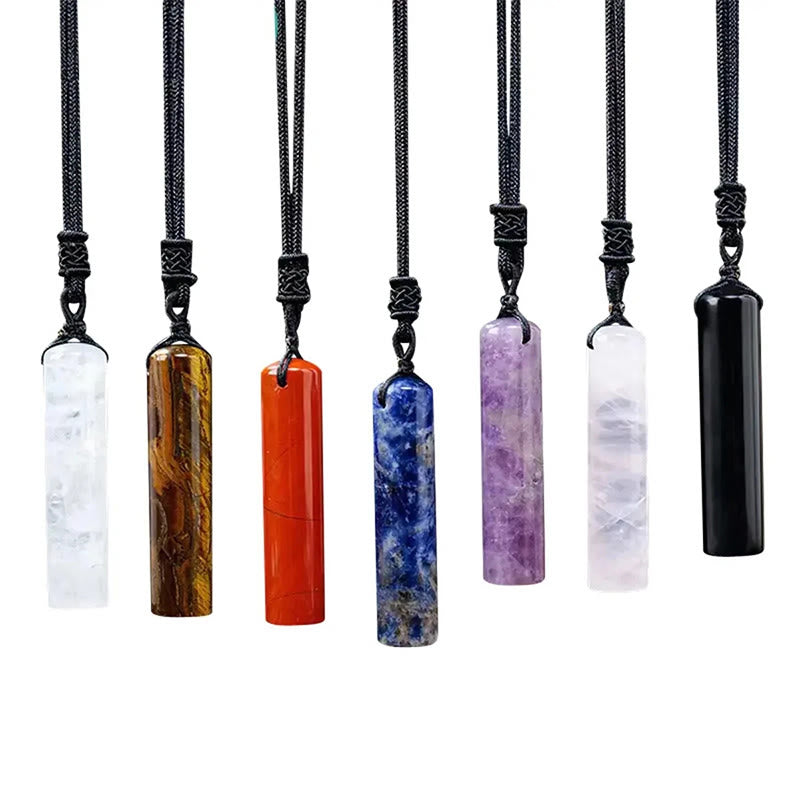 Buddha Stones Collier pendentif cylindrique de guérison en cristal de quartz rose, aventurine verte et améthyste, orné de divers cristaux. - image 19