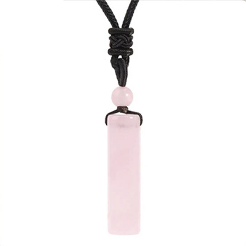 Buddha Stones Collier pendentif cylindrique de guérison en cristal de quartz rose, aventurine verte et améthyste, orné de divers cristaux. - Quartz rose - image 11
