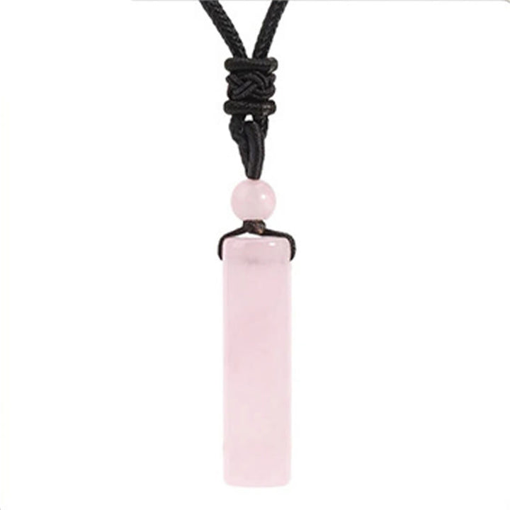Buddha Stones Collier pendentif cylindrique de guérison en cristal de quartz rose, aventurine verte et améthyste, orné de divers cristaux. - Quartz rose - image 11