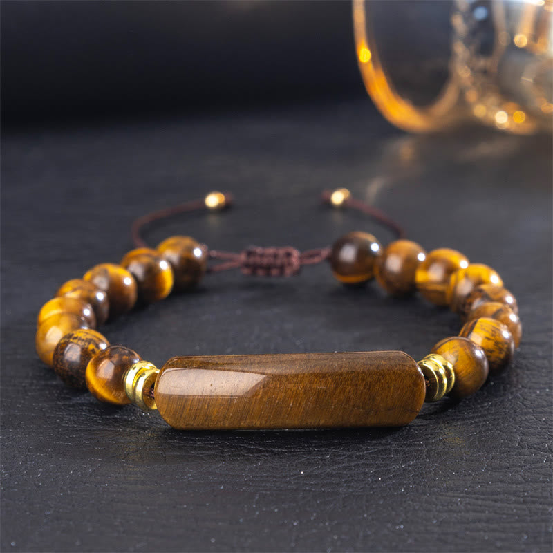 Buddha Stones Bracelet de transformation positive en améthyste verte, aventurine, œil de tigre et quartz fraise - Œil de tigre (Tour de poignet 14-18 cm) - image 7