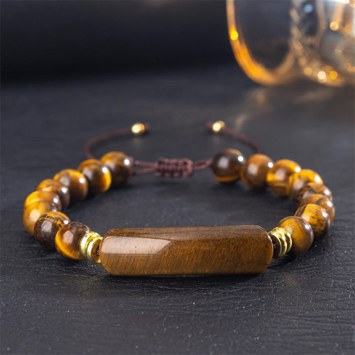Buddha Stones Bracelet de transformation positive en améthyste verte, aventurine, œil de tigre et quartz fraise - Œil de tigre (Tour de poignet 14-18 cm) - image 7