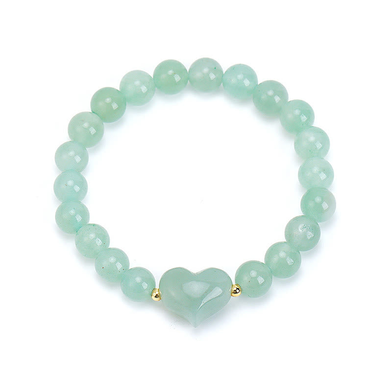 Buddha Stones Bracelet spirituel en améthyste naturelle, aventurine verte, œil de tigre et quartz fraise en forme de cœur - Aventurine verte (tour de poignet 14-16 cm) - image 6
