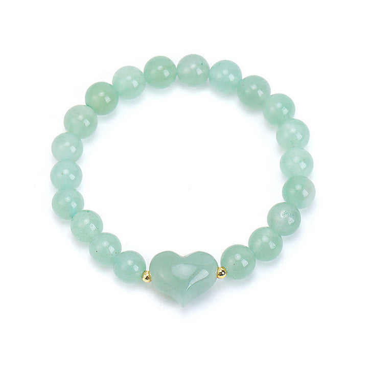 Buddha Stones Bracelet spirituel en améthyste naturelle, aventurine verte, œil de tigre et quartz fraise en forme de cœur - Aventurine verte (tour de poignet 14-16 cm) - image 6