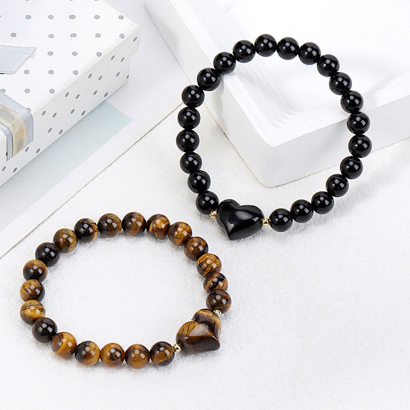 Buddha Stones Bracelet spirituel en améthyste naturelle, aventurine verte, œil de tigre et quartz fraise en forme de cœur - image 19