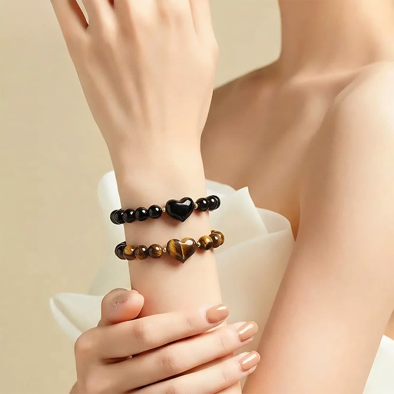 Buddha Stones Bracelet spirituel en améthyste naturelle, aventurine verte, œil de tigre et quartz fraise en forme de cœur - image 20