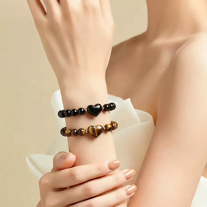 Buddha Stones Bracelet spirituel en améthyste naturelle, aventurine verte, œil de tigre et quartz fraise en forme de cœur - image 20