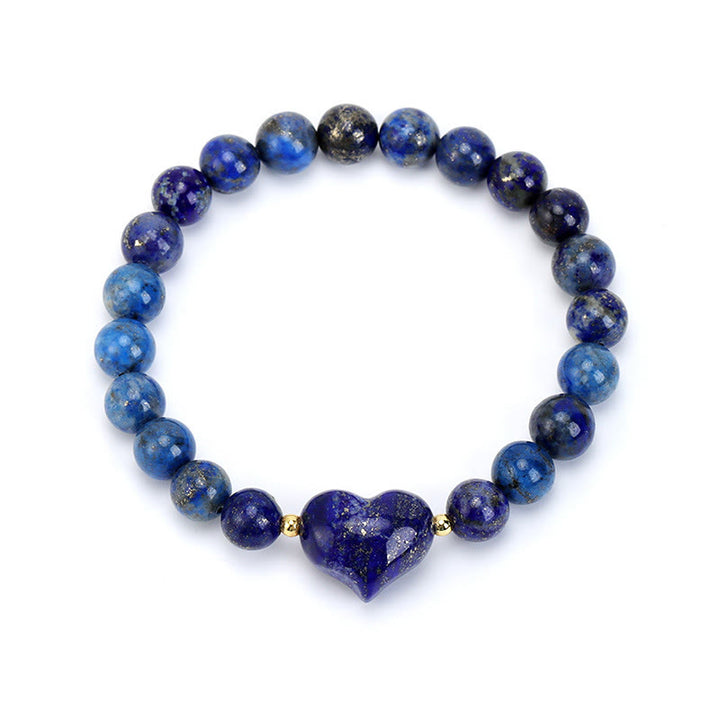 Buddha Stones Bracelet spirituel en améthyste naturelle, aventurine verte, œil de tigre et quartz fraise en forme de cœur - Lapis-lazuli (Tour de poignet 14-16 cm) - image 16