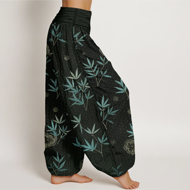 Buddha Stones Pantalon harem à taille élastique pour femme, en coton et bambou, motif géométrique floral - image 7