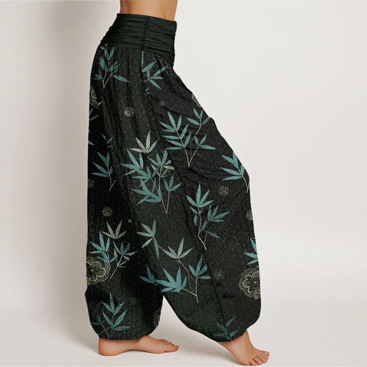 Buddha Stones Pantalon harem à taille élastique pour femme, en coton et bambou, motif géométrique floral - image 7