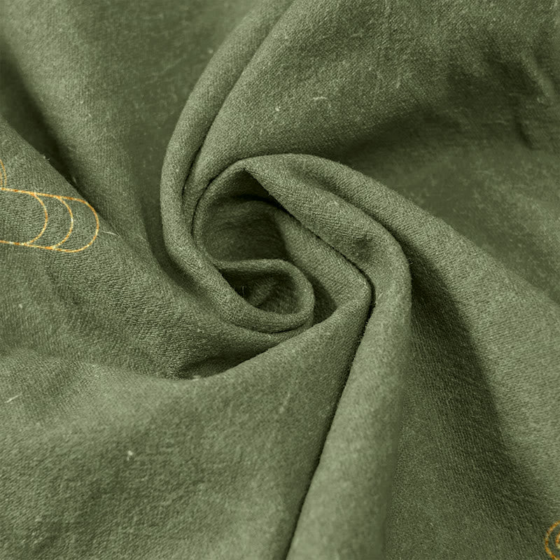 Buddha Stones Pantalon pour femme en pur coton à motif de vagues et de carpes koï, taille élastique et poches - image 3