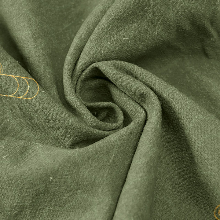 Buddha Stones Pantalon pour femme en pur coton à motif de vagues et de carpes koï, taille élastique et poches - image 3