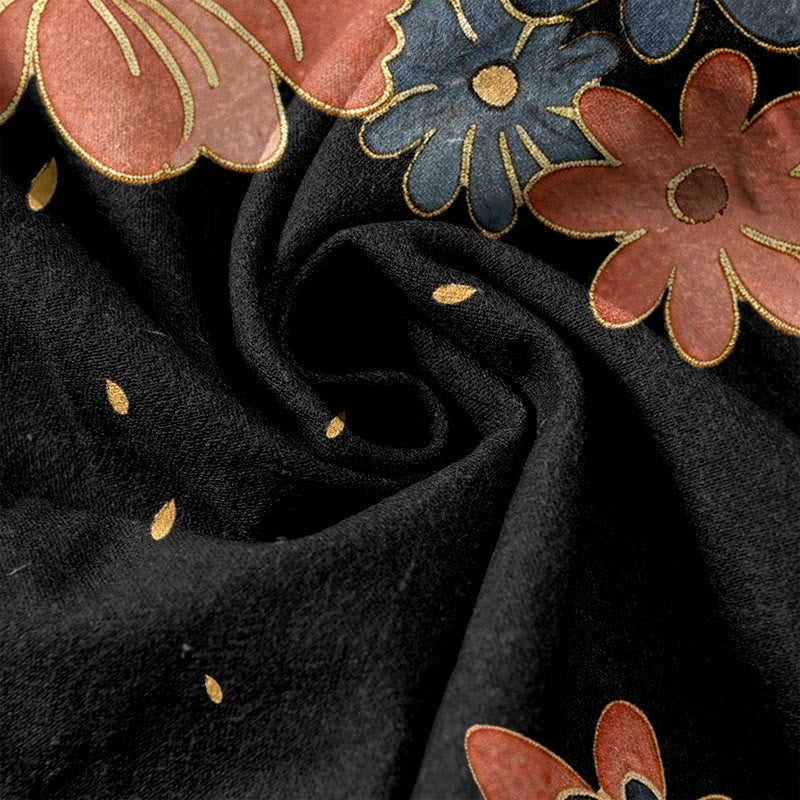 Buddha Stones Pantalon pour femme en pur coton, motif chat et papillon rose, taille élastique et poches - image 3