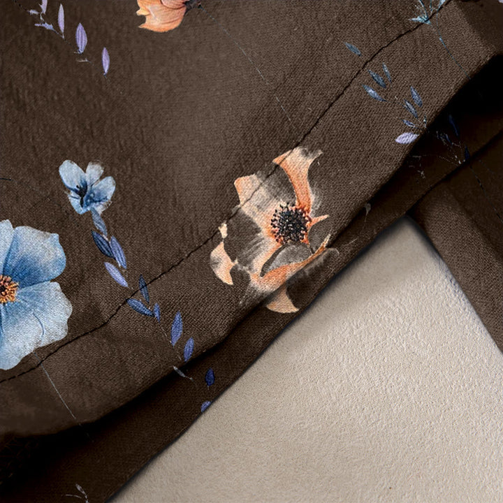 Buddha Stones Pantalon pour femme en pur coton, motif fleurs sauvages et fleurs de pêcher, taille élastique et poches - image 6