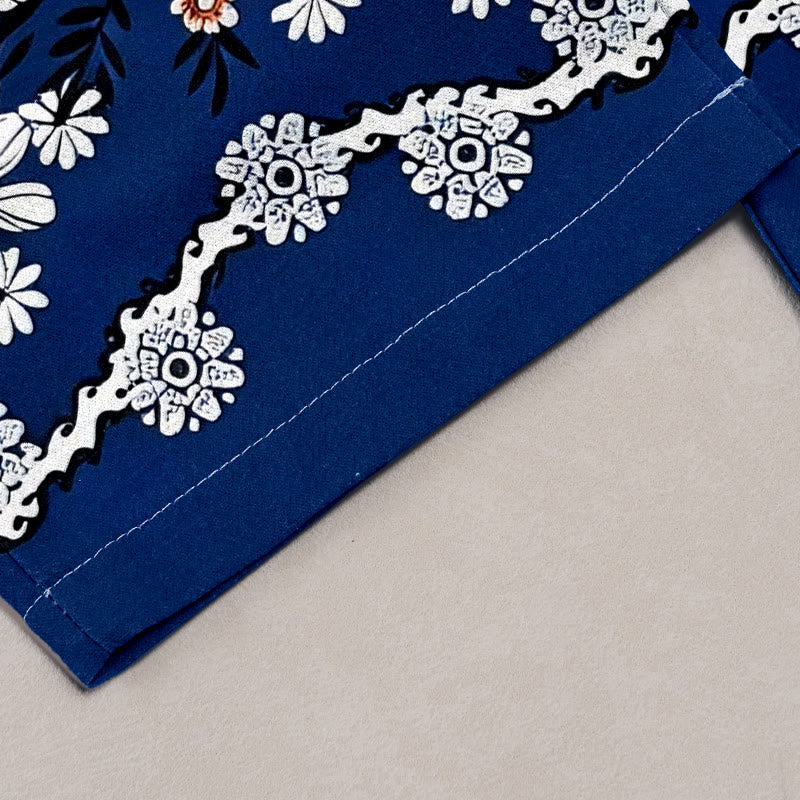 Buddha Stones Pantalon pour femme en pur coton à motif marguerites, taille élastique et poches - image 1