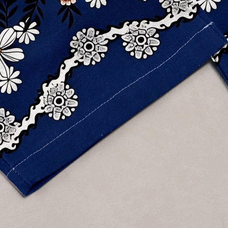 Buddha Stones Pantalon pour femme en pur coton à motif marguerites, taille élastique et poches - image 4