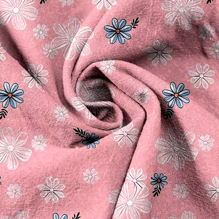 Buddha Stones Pantalon pour femme en pur coton à motif marguerites, taille élastique et poches - image 5