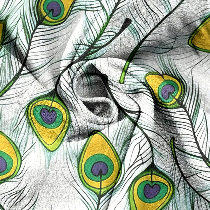 Buddha Stones Pantalon pour femme en pur coton à motif cœur et paon, taille élastique et poches - image 8