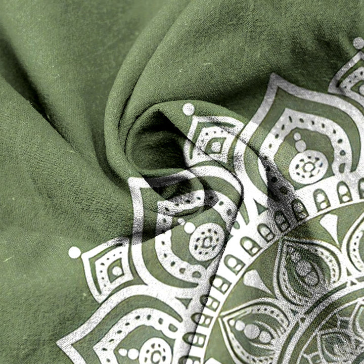 Buddha Stones Pantalon pour femme en pur coton à motif mandala, taille élastique et poches - image 8