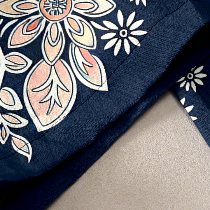 Buddha Stones Pantalon pour femme en pur coton à motif cachemire et lotus, taille élastique et poches - image 2