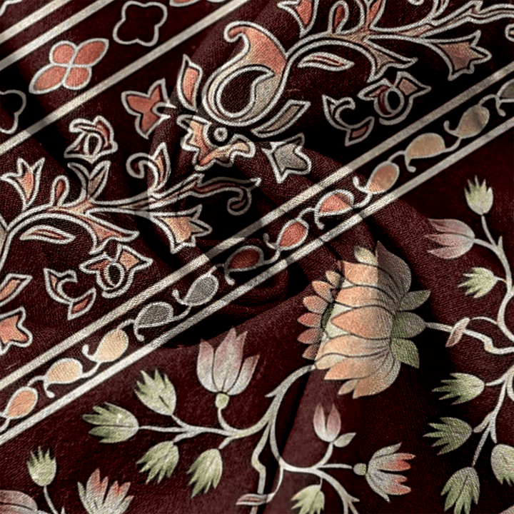 Buddha Stones Pantalon pour femme en pur coton à motif cachemire et lotus, taille élastique et poches - image 7