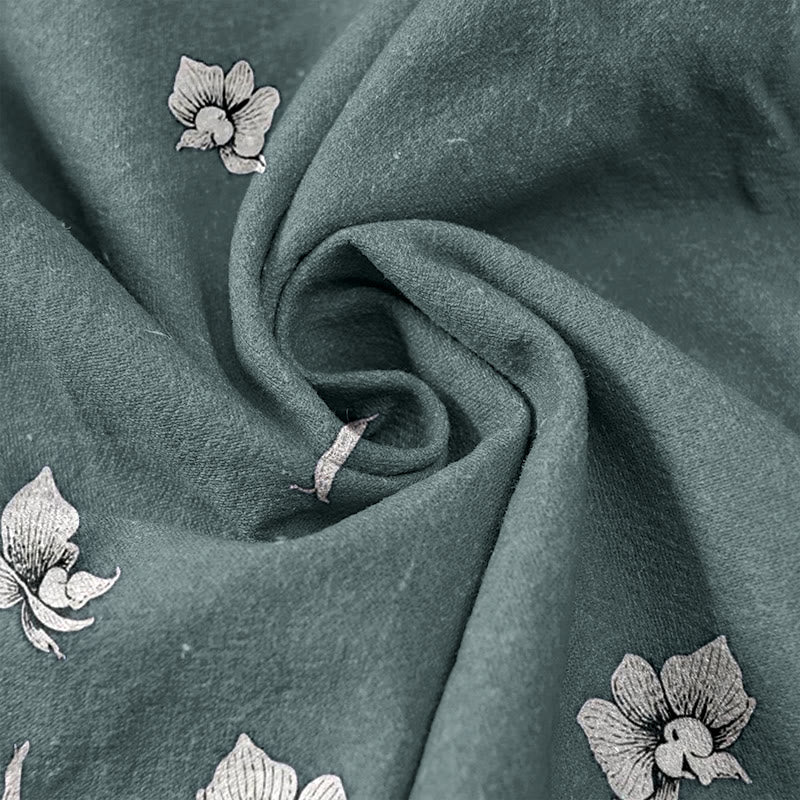 Buddha Stones Pantalon pour femme en pur coton à motif de pétales de fleurs, taille élastique et poches - image 3