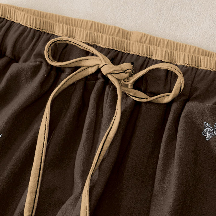 Buddha Stones Pantalon pour femme en pur coton à motif de pétales de fleurs, taille élastique et poches - image 5