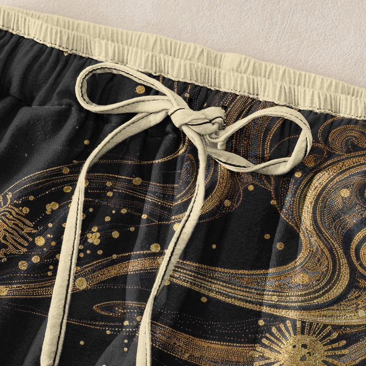Buddha Stones Pantalon pour femme en pur coton à motif de pétales de fleurs, taille élastique et poches - image 1