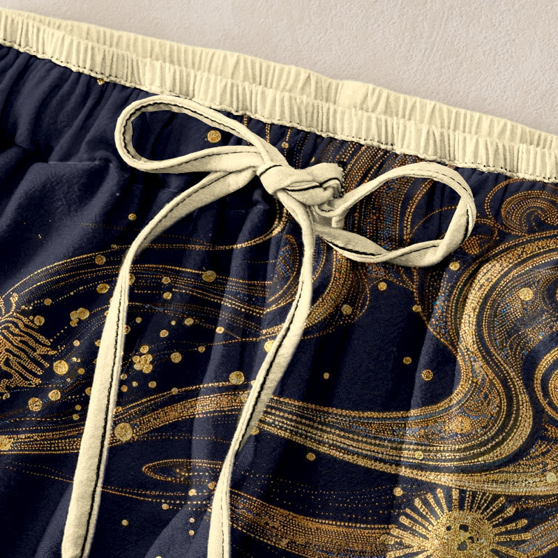 Buddha Stones Pantalon pour femme en pur coton à motif de pétales de fleurs, taille élastique et poches - image 5