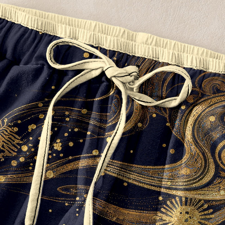 Buddha Stones Pantalon pour femme en pur coton à motif de pétales de fleurs, taille élastique et poches - image 5
