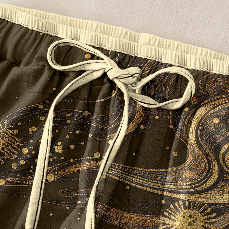 Buddha Stones Pantalon pour femme en pur coton à motif de pétales de fleurs, taille élastique et poches - image 9