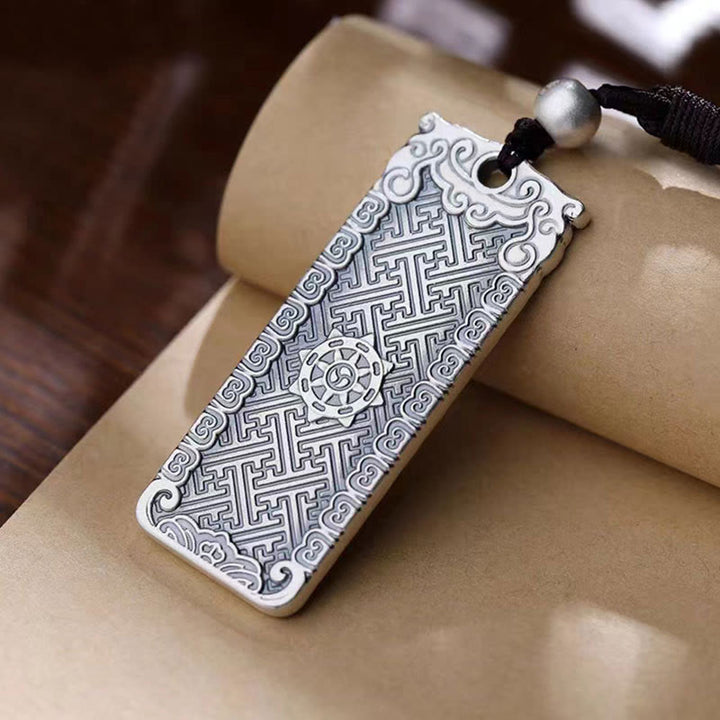 Buddha Stones Collier pendentif en cuivre Namo Amitabha Om Mani Padme Hum, corde de sagesse - image 1