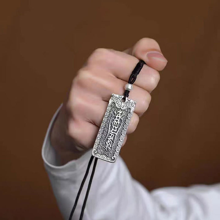 Buddha Stones Collier pendentif en cuivre Namo Amitabha Om Mani Padme Hum, corde de sagesse - image 2