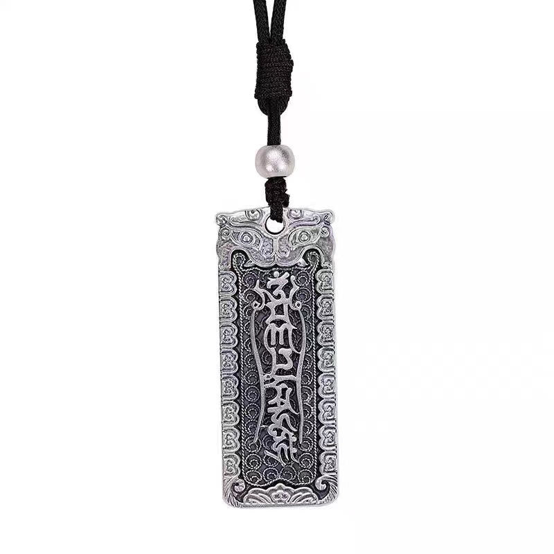 Buddha Stones Collier pendentif en cuivre Namo Amitabha Om Mani Padme Hum, corde de sagesse - image 3