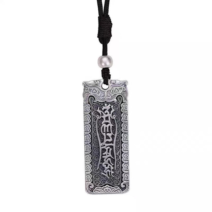 Buddha Stones Collier pendentif en cuivre Namo Amitabha Om Mani Padme Hum, corde de sagesse - image 3