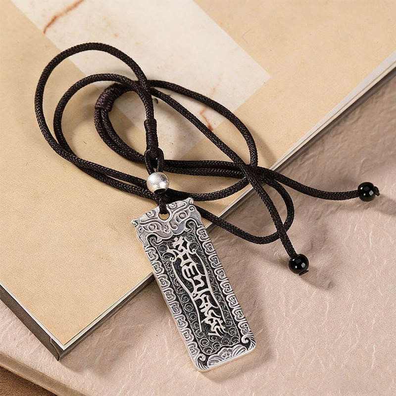 Buddha Stones Collier pendentif en cuivre Namo Amitabha Om Mani Padme Hum, corde de sagesse - Om Mani Padme Hum - image 0