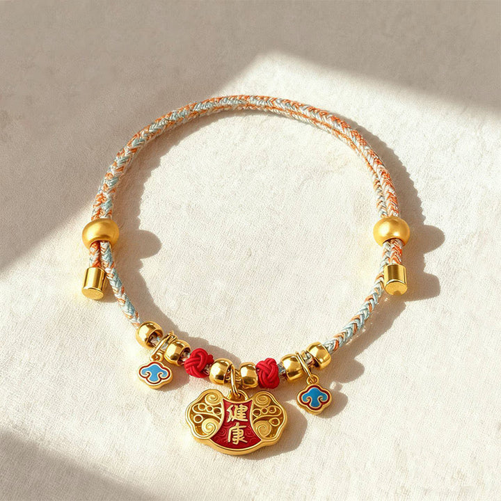 Buddha Stones Collier de protection ajustable pour chats et chiens, orné de perles colorées tressées et d'un personnage Fu - Bénédiction de santé - 40-50 cm - image 3