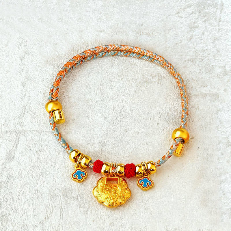 Buddha Stones Collier de protection ajustable pour chats et chiens, orné de perles colorées tressées et d'un personnage Fu - Écluse aux cent bénédictions - 40-50 cm - image 7