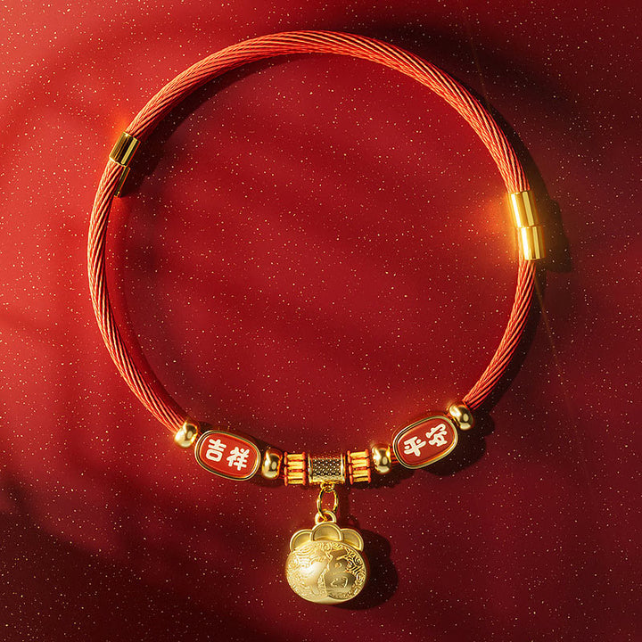 Buddha Stones Collier ajustable pour chats et chiens avec perles rouges et symbole Fu porte-bonheur - Sac porte-bonheur - 25-50 cm - image 11