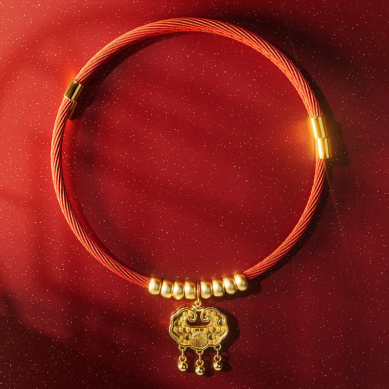 Buddha Stones Collier ajustable pour chats et chiens avec perles rouges et symbole Fu porte-bonheur - Cadenas à perle dorée - 25-50 cm - image 12