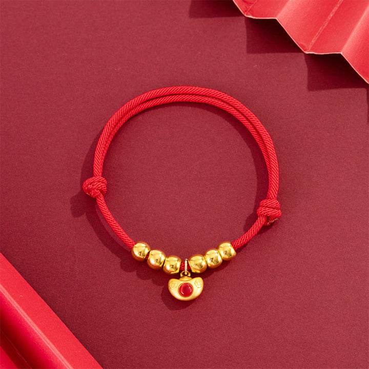 Buddha Stones Collier de protection ajustable pour chats et chiens, orné de perles rouges et du caractère Yuanbao Fu - Yuanbao - 20-33 cm - image 1