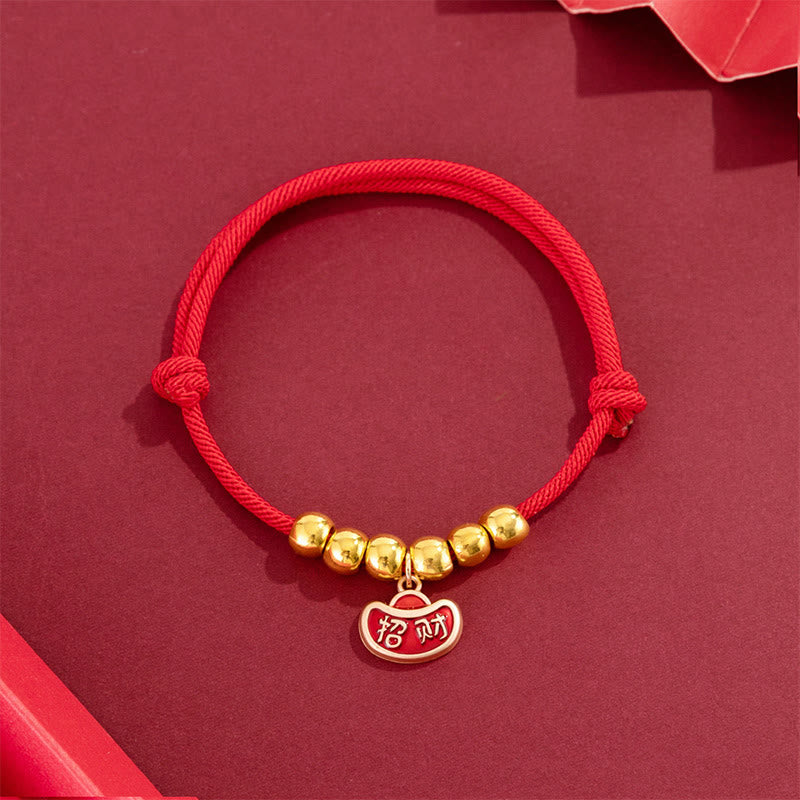 Buddha Stones Collier de protection ajustable pour chats et chiens, orné de perles rouges et du caractère Yuanbao Fu - image 3