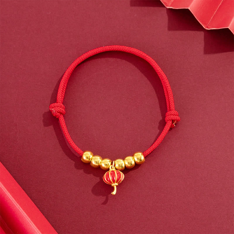 Buddha Stones Collier de protection ajustable pour chats et chiens, orné de perles rouges et du caractère Yuanbao Fu - Motif de lanterne - 20-33 cm - image 11
